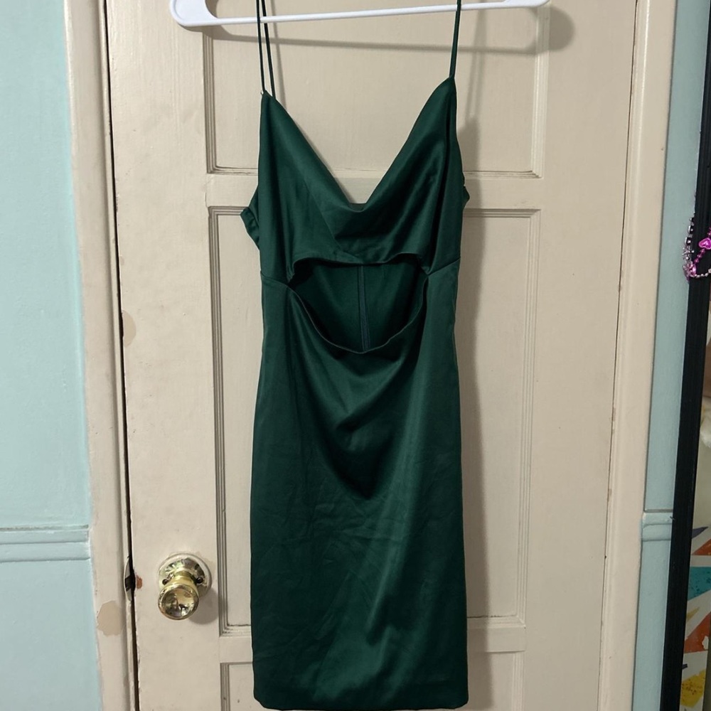 Green Spaghetti Strap Dress with Cutout